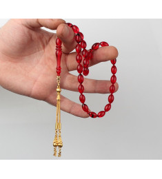 مسبحة كهرمان فضة خالص حرفين #368